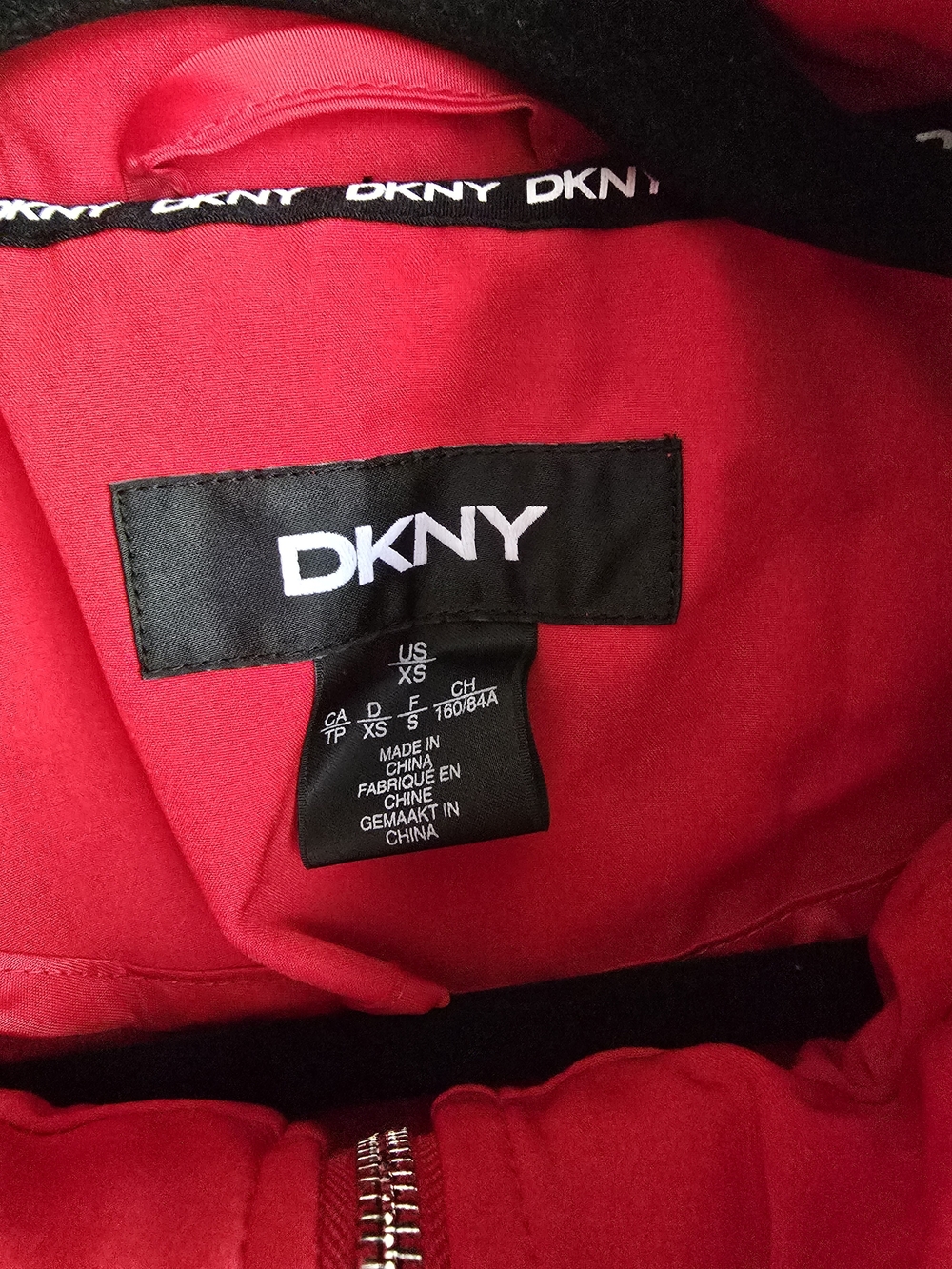 DKNY Red Trench Coat with Self-Tie Belt - Picture 4 of 14